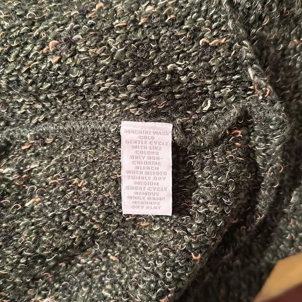Charter Club 3X Horizontal Knit Wool Blend Winter Green Open Front Cardigan